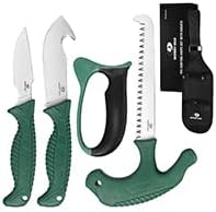Mossy Oak Field Dressing Kit, 4 Pcs Hunting Knife Set with Portable Sheath, Gut-Hook Skinner, Caping Knife, Wood/Bone Saw, Knife Sharpener, for Deer Hunting, Camping, Perfect Hunting Gifts for Men