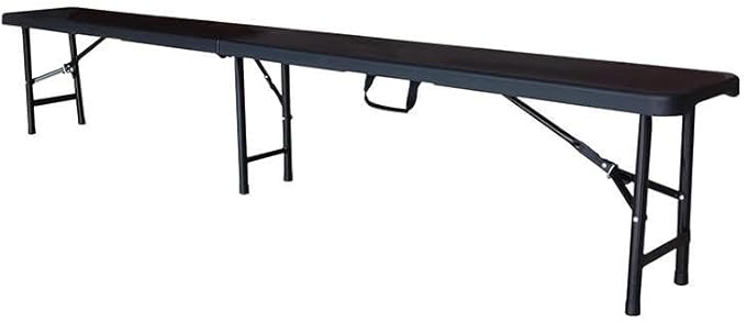 Plastic Folding Bench - Portable Bench Used for Indoor, Outdoor, Picnic, Party, Camping, Dining Seat, Garden Soccer Multipurpose Entertaining Activities, White (1, Black, 8 Feet)