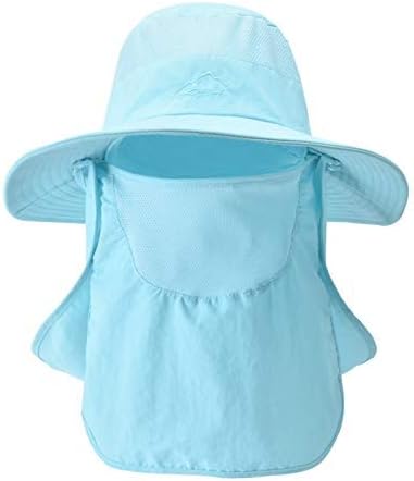 Fishing Hat for Men Sun Protection Hat with Removable Mesh Face Neck Flap Cover Windproof Strap for Men and Women