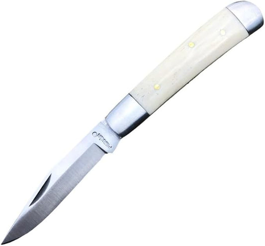 Perkin Handmade Pocket Knife with Sheath Leather Pouch-Stainless Steel Folding Hunting Knives for Bushcrafting, Camping, Outdoor, Survival, Hiking-Unisex Adults