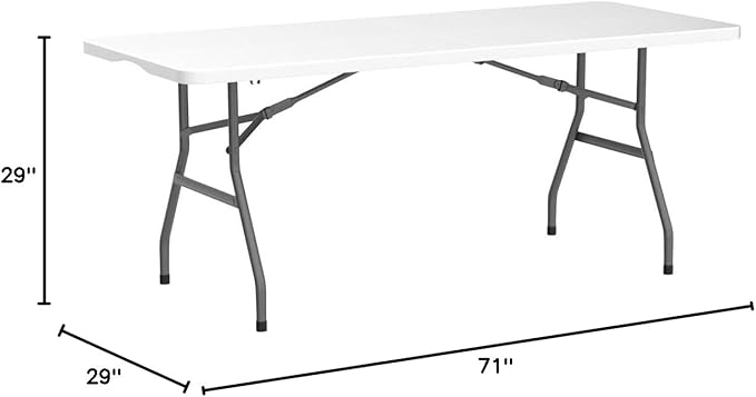YITAHOME 6ft Folding Table, Heavy Duty Picnic Table w/1.5" Thick Tabletop, Portable Outdoor Folding Table w/Carrying Handle for Camping Picnic Parties/Indoor Events, White