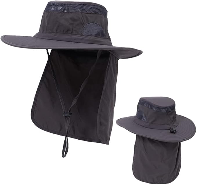 UV 50+ Sun Protection Hat for Men Women, Wide Brim Bucket Hat for Outdoor Sport & Works Fishing Hat with Neck Flap