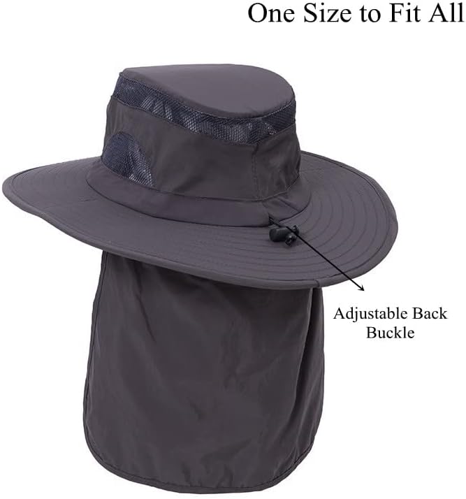 UV 50+ Sun Protection Hat for Men Women, Wide Brim Bucket Hat for Outdoor Sport & Works Fishing Hat with Neck Flap
