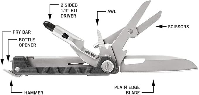 Gerber Gear Armbar Drive 8-in-1 Pocket Knife EDC Multitool with Screwdriver, 2.5" Blade, Onyx