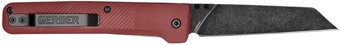 Gerber Gear Pledge Pocket Knife with Pocket Clip - 3.7" Full Panel Plain Edge Blade Folding Knife - EDC Gear and Equipment - Drab Red