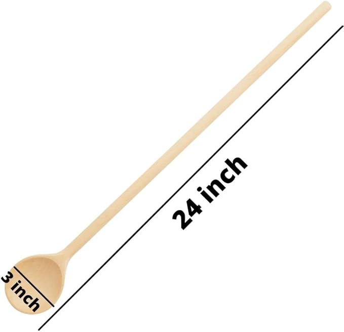 Mr.Woodware Wooden Kitchen Utensils- 24 Inch Long Handle Beech Wood Wok Spatula and Cooking Spoon - 2 in 1 Wooden Cooking Utensils Set for Mixing in Big Stock Pots Cauldron (Spoon)