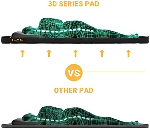 KingCamp Self Inflating Sleeping Pad, R 7.9 Air & Foam Sleeping Pad for Camping, 3" Thick Single Camping Mattress with 3D Sidewalls & Wave Surface Cut for Outdoor Tent Cot Car, PVC Free (Black)