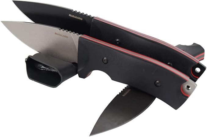 MASALONG Kni220 Survival Straight knife blade vg10 tactical fixed blade knife with sheath For camping hunting army (grey)