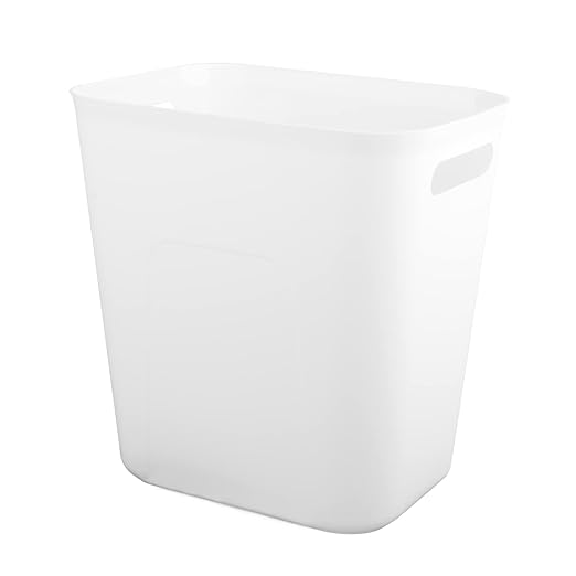 UUJOLY Plastic Small Trash Can Wastebasket, Garbage Container Basket for Bathrooms, Laundry Room, Kitchens, Offices, Kids Rooms, Dorms, 3.5 Gallon, White