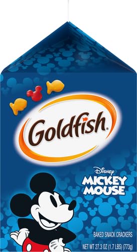 Goldfish Disney Mickey Mouse Cheddar Crackers, Snack Crackers, 27.3 oz carton (Pack of 2)