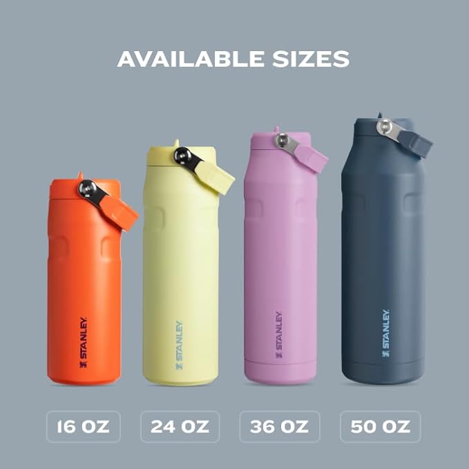 Stanley IceFlow Flip Straw 2.0 Water Bottle 16 OZ | Built-In Straw with Larger Opening | Lightweight & Leak-Resistant | Insulated Stainless Steel | BPA-Free | Ash