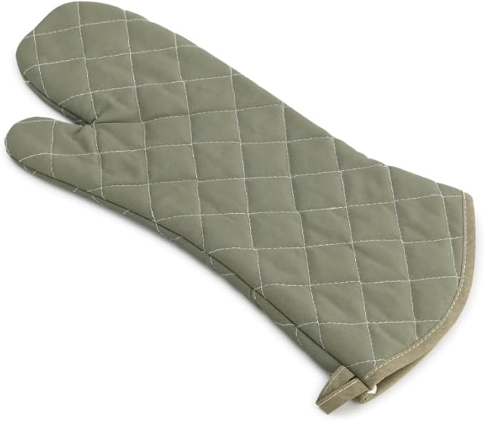 17 Inch Extra Long Heat Resistant Oven Gloves New Cotton Oven Mitts Kitchen Gloves High Temperature Cooking Tool BBQ Gloves (17" Green)