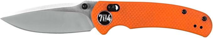 704 Gear Urban Ranger Lite V2 | EDC Folding Pocket Knife with Ambidextrous Thumbstud and Crossbar Lock | 2.91" Blade, 14C28N Steel, Reversible Pocket Clip | Orange/Brushed Stainless