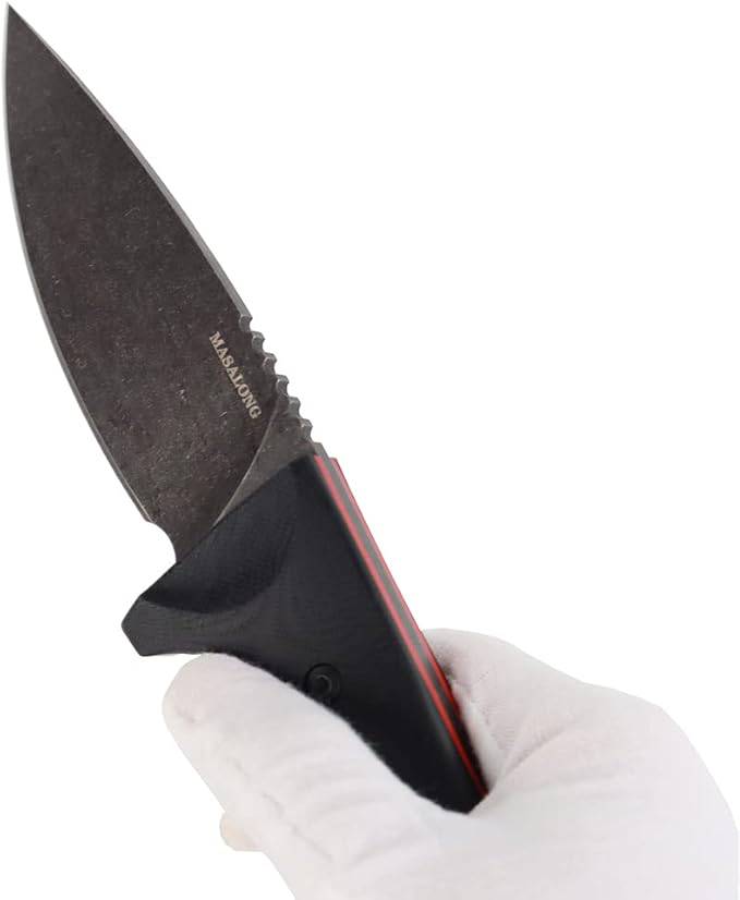 MASALONG Kni220 Survival Straight knife blade vg10 tactical fixed blade knife with sheath For camping hunting army (grey)