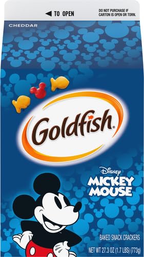 Goldfish Disney Mickey Mouse Cheddar Crackers, Snack Crackers, 27.3 oz carton (Pack of 2)