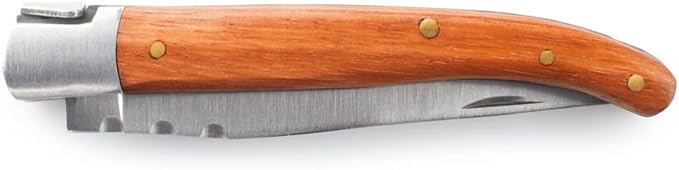 GSI Outdoors Rakau Folding Steak Knife Set, Reclaimed Wood Handles, Stainless Steel, Includes rPET Cloth & Travel Case