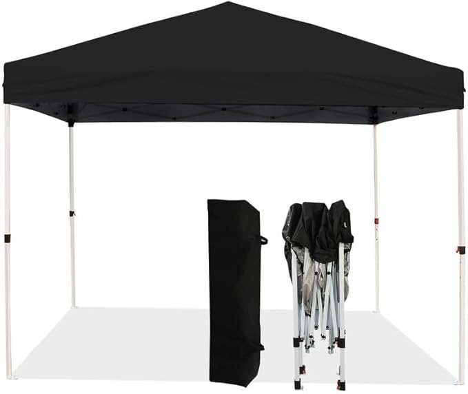 Northroad 8X8 FT Pop Up Canopy, Outdoor Instant Canopy Tent Slant Legs with Carrying Bag, Portable Gazebo Shelter for Wedding Party,Commercial Event,Patio,Garden,Beach -Black