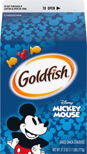 Goldfish Disney Mickey Mouse Cheddar Crackers, Snack Crackers, 27.3 oz carton (Pack of 2)