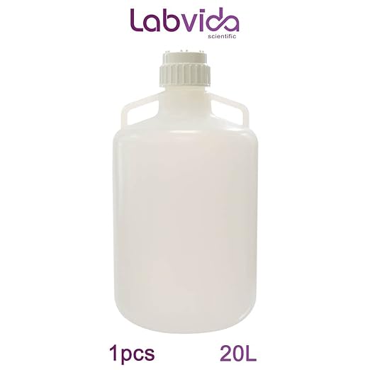 20L (5 Gallons) Round Carboys with Handles,Molded Graduations, Autoclavable PP Material, Heavy Duty Water Can, Lab, Home, Travel Liquid Storage, LVAA002