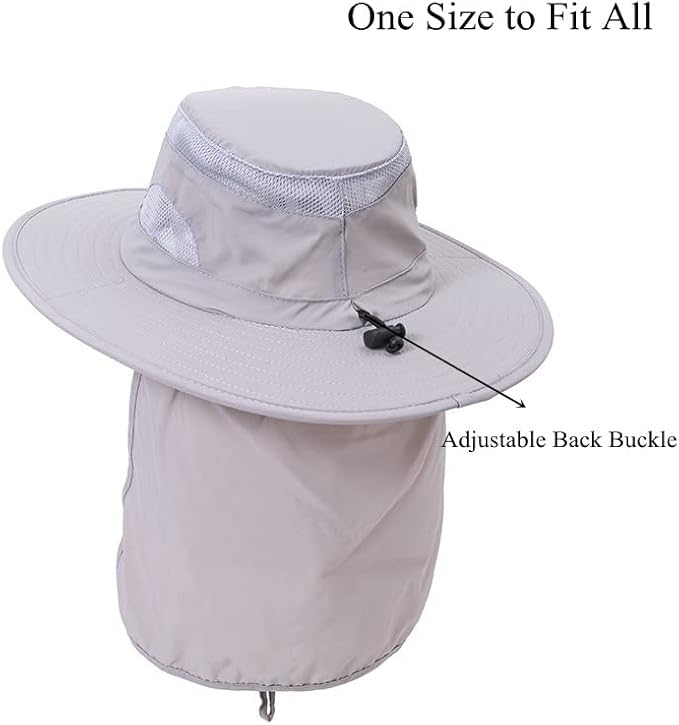 UV 50+ Sun Protection Hat for Men Women, Wide Brim Bucket Hat for Outdoor Sport & Works Fishing Hat with Neck Flap