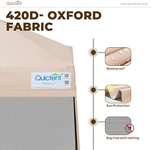 Quictent 9'x9’ Pop up Screened Canopy Tent with Mosquito Netting, Portable Easy up Outdoor Screen House Shelter Fully Sealed for Patio, Camping and Picnic, Includes Carry Bag (Tan)