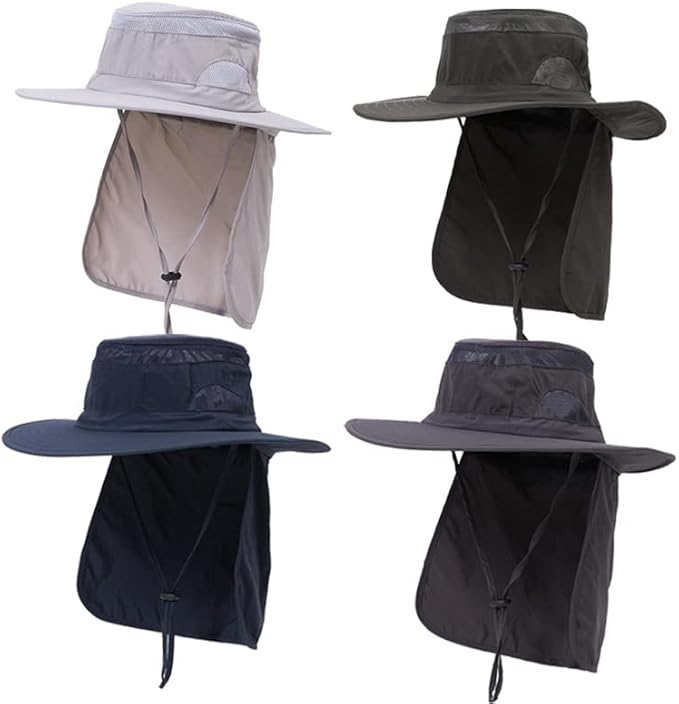 UV 50+ Sun Protection Hat for Men Women, Wide Brim Bucket Hat for Outdoor Sport & Works Fishing Hat with Neck Flap