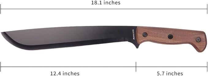 Full Tang Machete bushcraft machete with Sheath 12.4 Inch wood handle for Yard Work Controlled Chopping & Cutting, Gardening,Camping and Bushcraft