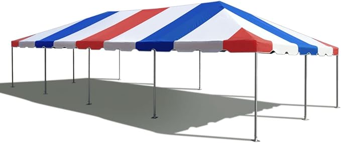 Party Tents Direct 20'x40' Weekender West Coast Tent Frame Party Tent, Red, White and Blue, PVC Top With Storage Bag, Tents for Parties, Weddings, Birthdays, Banquets, Fiestas, Workshop, Outdoor Event