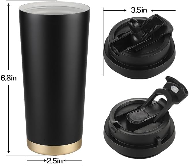 Funkrin Coffee Travel Mug with Straw & Flip Lid, 16oz Insulated Tumbler Cup with Ceramic Coating, Double Wall Vacuum Leak-Proof Mug for Office School Party Camping