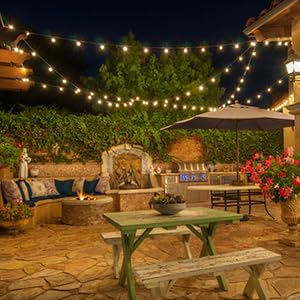 Lightdot 150FT Outdoor String Lights, LED Bistro String Lights with Shatterproof ST38 Bulbs, 2700K Dimmable, Waterproof Hanging Lights for Porch, Party, Garden, Backyard, Balcony - ETL Listed