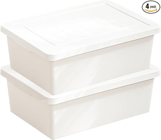 15 Quart Stackable Plastic Storage Bins with LidsStorage Container for Organizing, Storage Boxeswith Handle for Shelves, Cube Storage Bin for CraftSnacks, (white,2L)