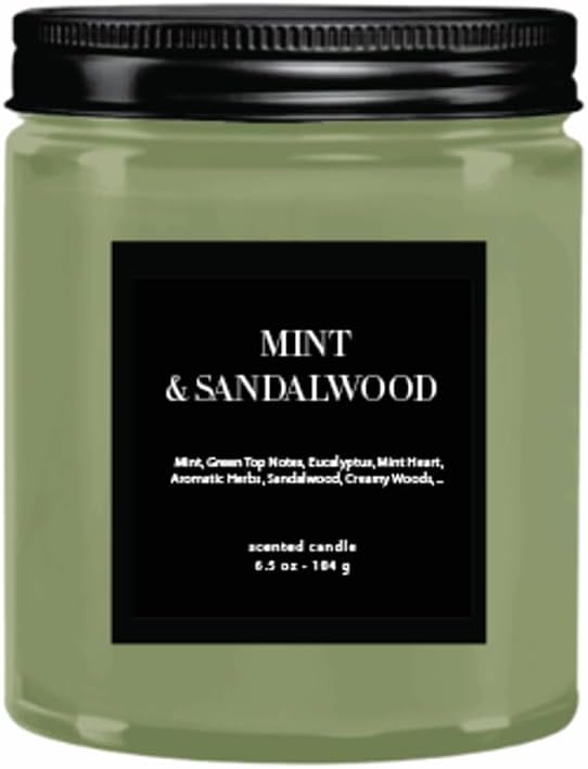 CW Studio Mint & Sandalwood 6.5oz Scented Candle – Elegant Color Glass Candle for Relaxing Home Atmosphere & Gift Giving, Decorative Candle for Home & Gift