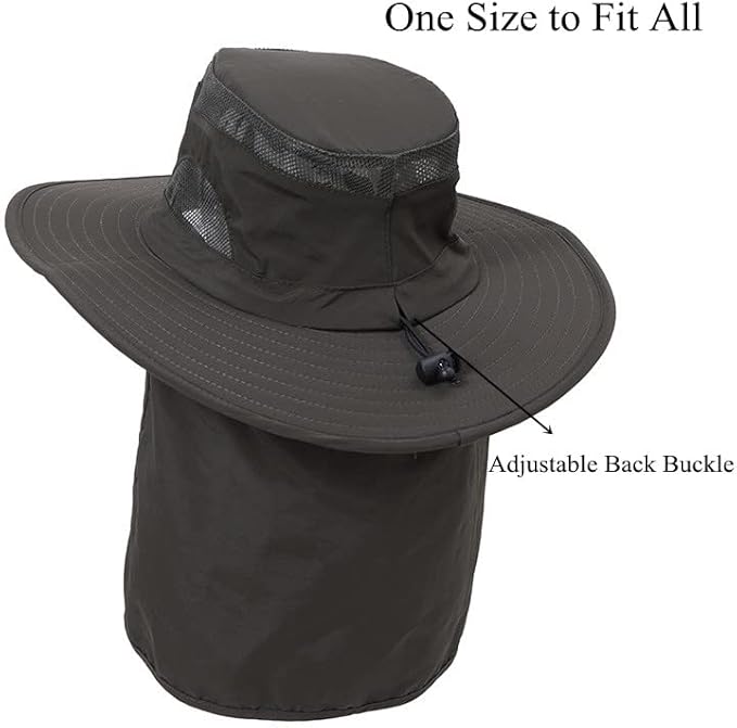 UV 50+ Sun Protection Hat for Men Women, Wide Brim Bucket Hat for Outdoor Sport & Works Fishing Hat with Neck Flap