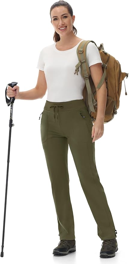 Rdruko Women's Hiking Pants Quick Dry Lightweight Water Resistant Outdoor Pants Athletic Joggers with Zipper Pockets