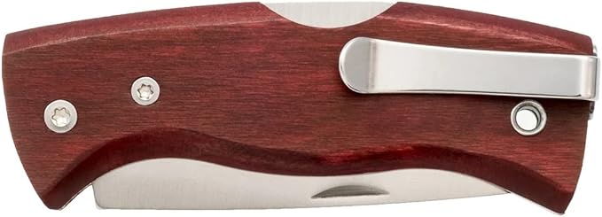 HELLE Knives - Raud M - Folding Pocket Knife - 2.72" Stainless Steel Blade with Red Birch Handle & Detachable Clip - Made in Norway