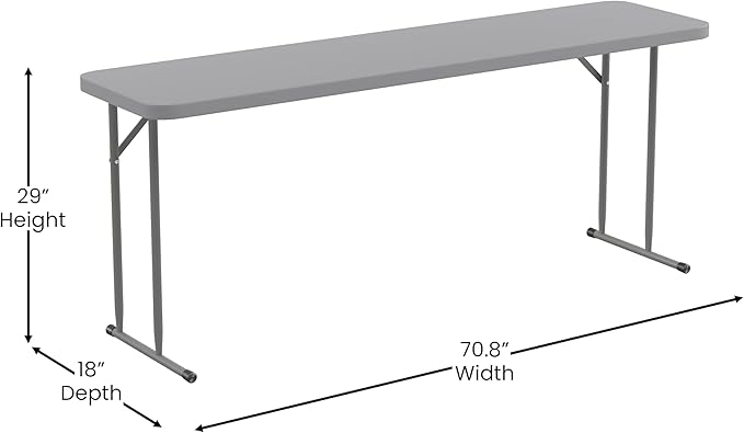Flash Furniture Kathryn Commercial Grade 6-Foot Gray Plastic Folding Training Table