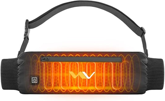 Heated Hand Warmer Pouch with Adjustable Belt, USB Powered Electric Heating Muff with 3-Temperature Settings for Instant Warmth, Weatherproof, Zipped Pocket. Power Bank not Included