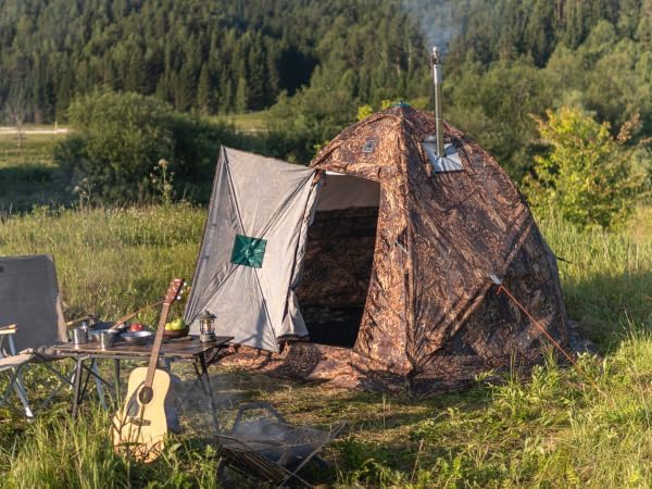 Rbm Outdoors Hot Tent with Stove Jack, Easy Setup 4 Season Winter Tents for Camping, Cold Weather Wall Double Layer Waterproof & Windproof Shelter