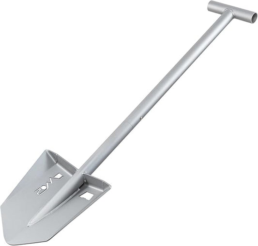DMOS Nomad Shovel - 2-Piece Collapsible Lightweight Aluminum Shovel for Camping, Overlanding, Survival, Military, Hunting, & Off-Road Use - Silver - Pro