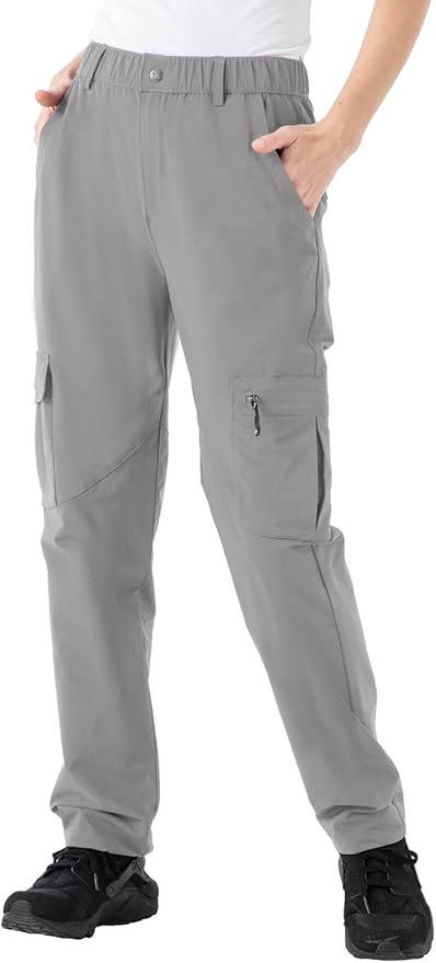 Rdruko Women's Hiking Cargo Pants Water-Resistant Quick Dry UPF 50+ Travel Camping Work Pants Zipper Pockets