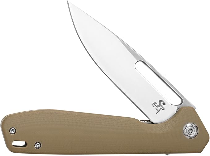 Sitivien ST801 Folding Knife,8Cr18Mov Steel Blade with G10 Handle Pocket Knife EDC Tool Knife for Outdoor Survival, Camping, Hiking,Hunting(Desert) …