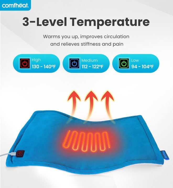 USB Heating Pad, 5V Heated Travel Pads, 3 Heat Settings & Auto Shut Off, Hot Therapy for Pain Relief Abdomen Cramps (16"x 12") (Non-Chargeable) Blue