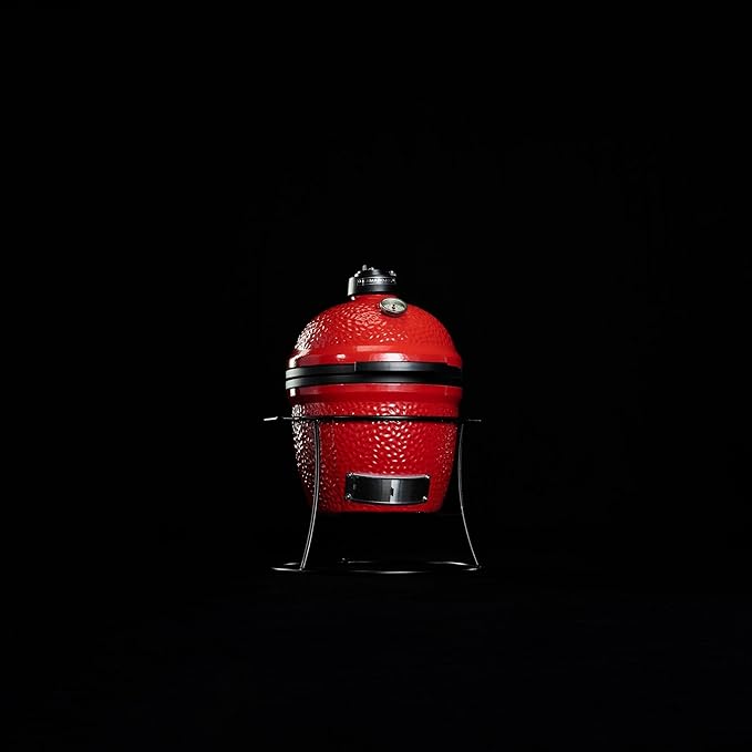 Kamado Joe Joe Jr 13.5-inch Portable Ceramic Charcoal Grill with Grill Stand, Stainless Steel Cooking Grate, Heat Deflectors and Ash Tool in Red, Model KJ13RH