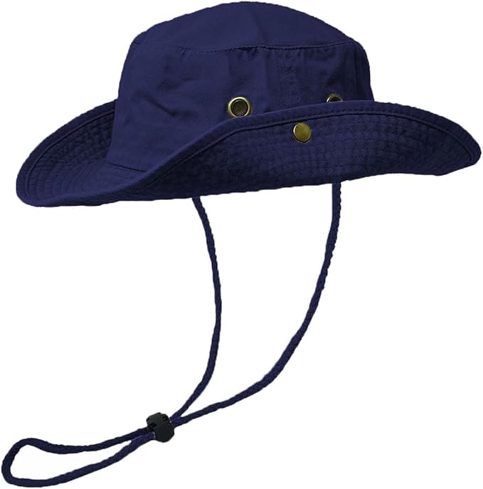 Glory Max Washed Cotton Bucket Hat with Chin Strap Fishing Sun Safari Boonie Cap