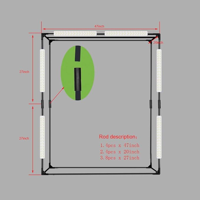 Photo LED Large Light Box Photography Konseen Professional 47"x20"x55" Continuous Lighting Flashery Video Studio Dimmable Cube Shooting Tents Softbox with 3 Colors PVC Backdrops and Carrying Bag