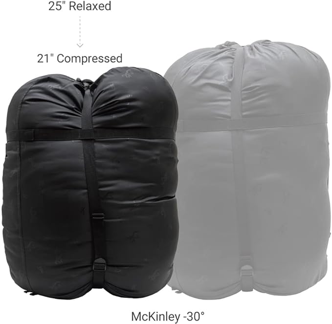 Browning McKinley -30° Sleeping Bag - Oversize Insulated Hooded Rectangle Made with Ripstop Outer and Brushed Polyester Liner, with Compression Stuff Sack, Charcoal/Gray