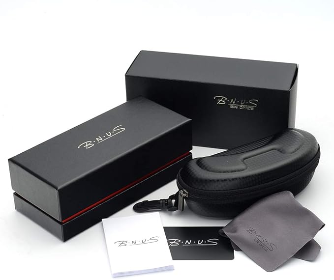B.N.U.S Corning glass lenses polarized sunglasses for men and women UV400 Protection for Fishing Cycling Driving Italy made