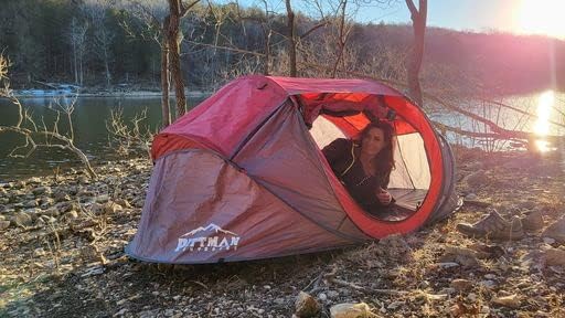 Pittman Outdoors PPI-POPUP4X Instant Set-up 4 Person Pop-up Tent with Large Mesh Window, 9.02’ x 6.6’ x 3.2’ (Height), Red