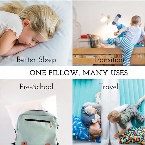 Little Sleepy Head Youth Pillow with Pillowcase 16x22, Soft Jumbo Toddler Pillows, Hypoallergenic Pillow Case - Best Kids Pillows for Sleeping, Perfect Kids Travel Pillows (Hearts)
