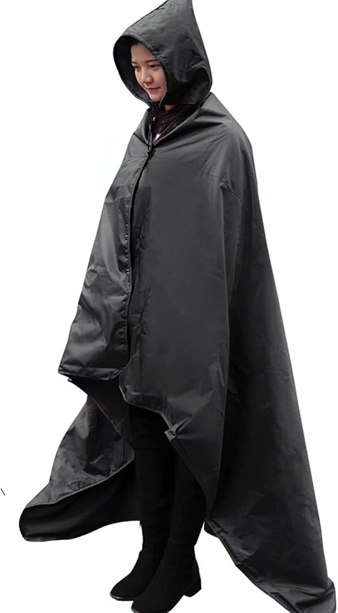DUKUSEEK Hooded Stadium Blanket, Waterproof Windproof Outdoor Fleece Blanket - Large (79x56), Portable, Wearable, Warm for Outdoor Camping, Picnic, Stadium, Sports, Beach, Concerts, Car, Dogsβ¦